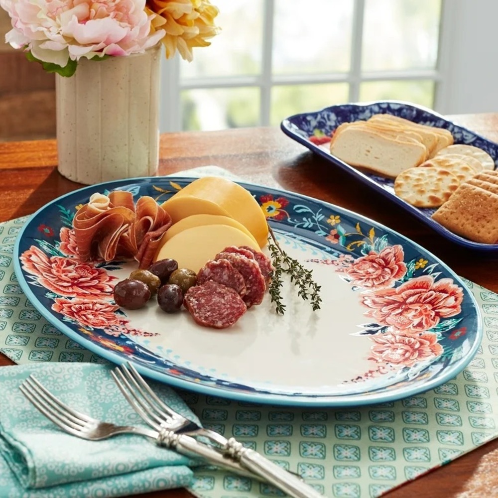 The Pioneer Woman Keepsake Floral Stoneware Serve Platter. - Picture 1 of 6